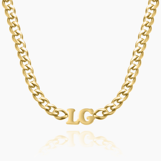 Initials Choker w/ XL Cuban Chain | Necklaces by DORADO