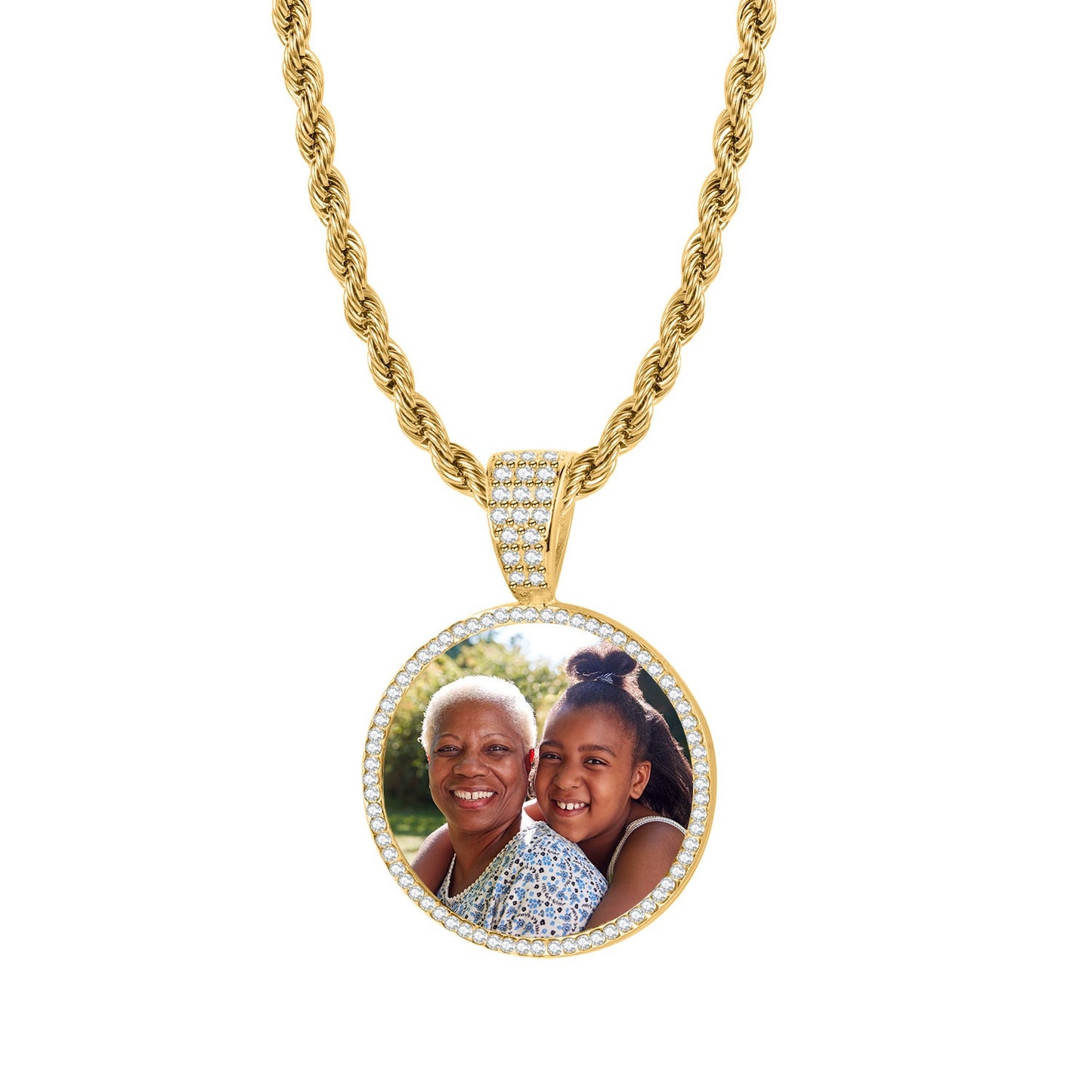 Iced Photo Pendant w/ Rope Chain | Necklaces by DORADO