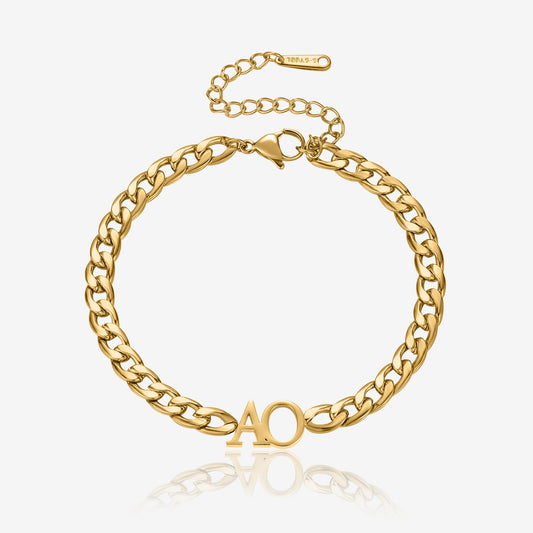 Initials Bracelet w/ XL Cuban Chain | Bracelets by DORADO