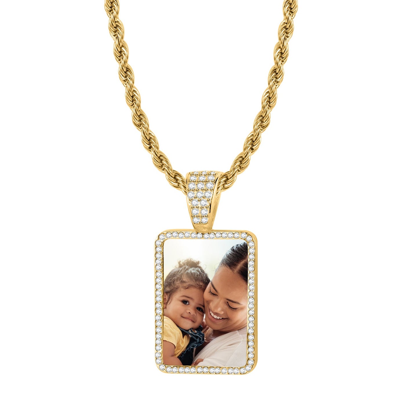 Iced Photo Pendant w/ Rope Chain | Necklaces by DORADO