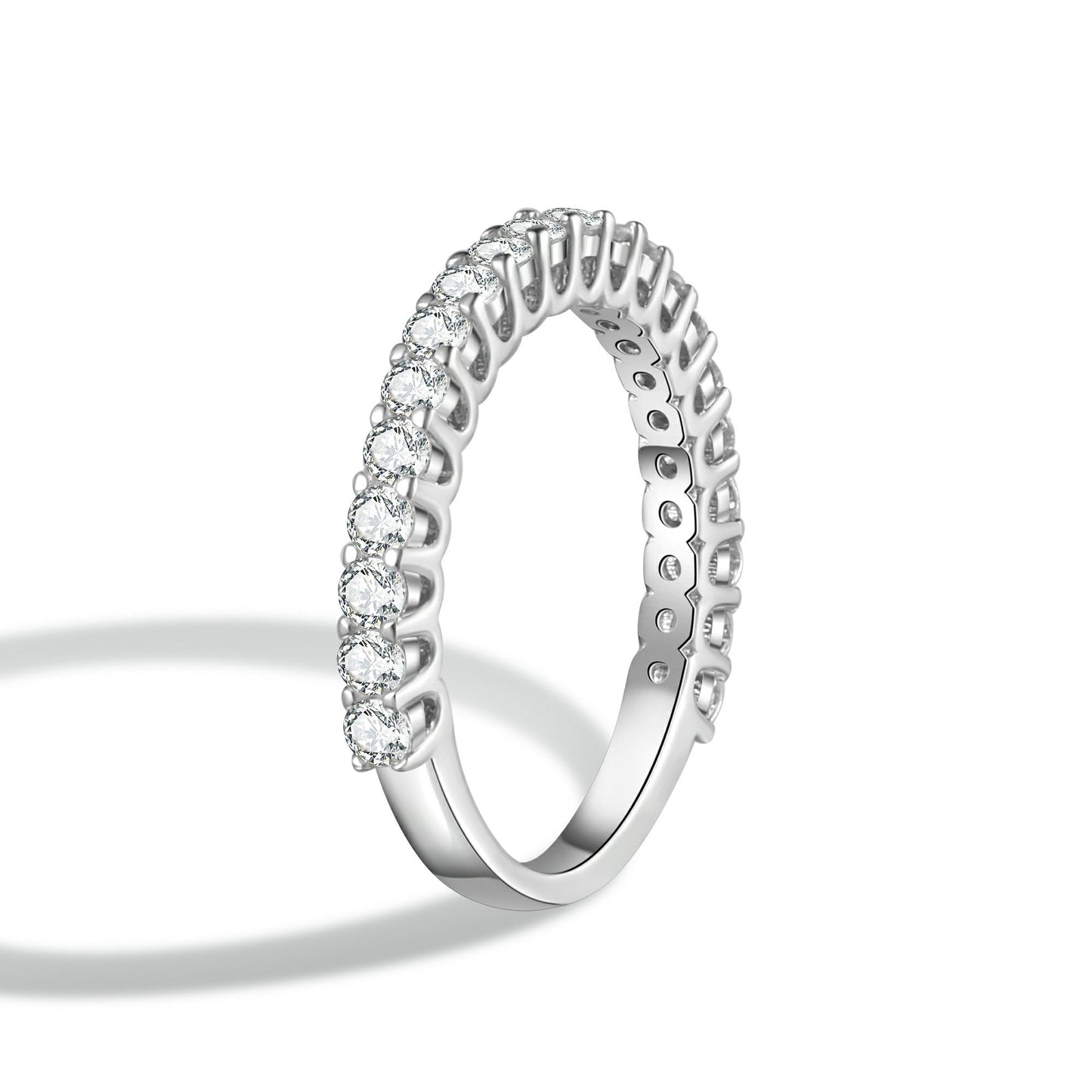 Round Cut Moissanite Half Eternity Band