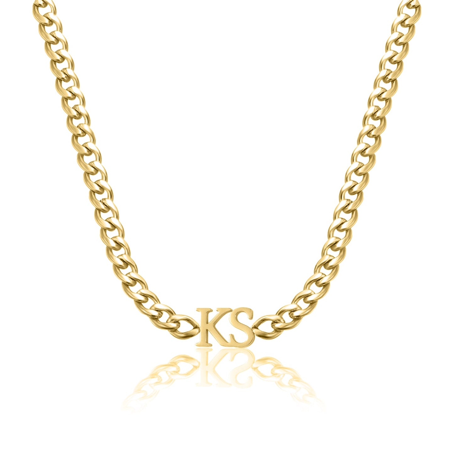 Initials Choker w/ XL Cuban Chain | Necklaces by DORADO