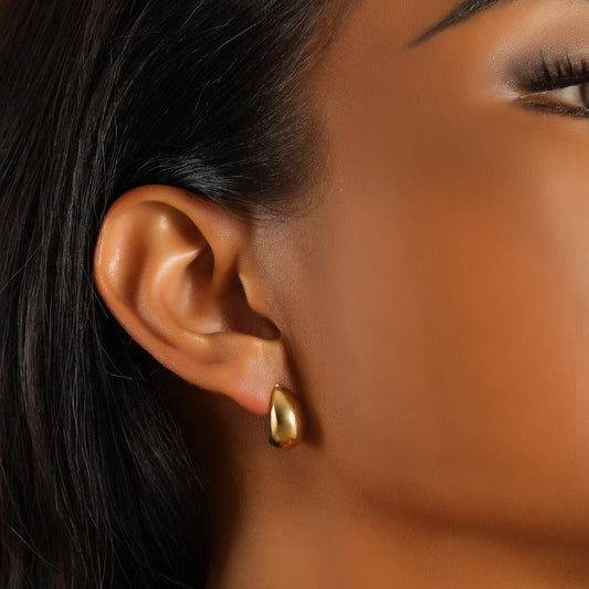 Gold Dome Drop Earrings