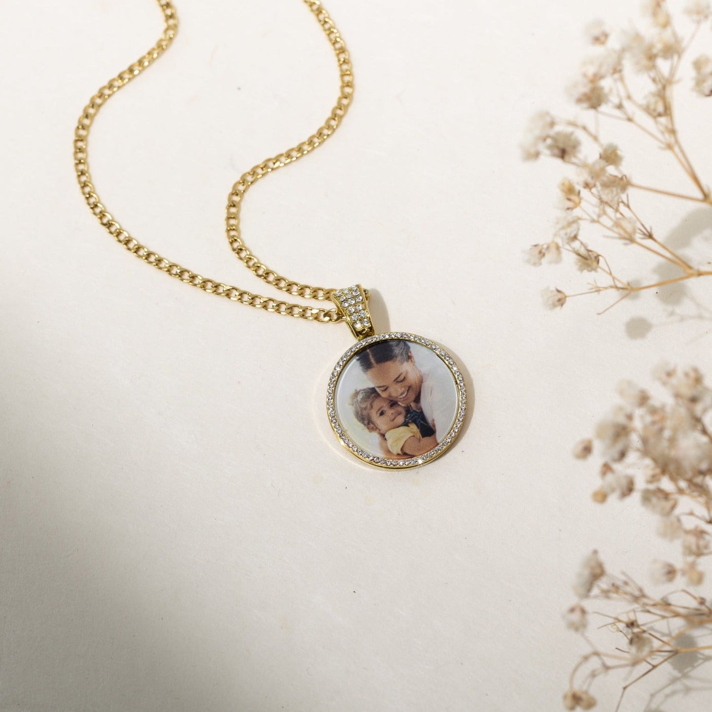 Iced Photo Pendant w/ Cuban Chain